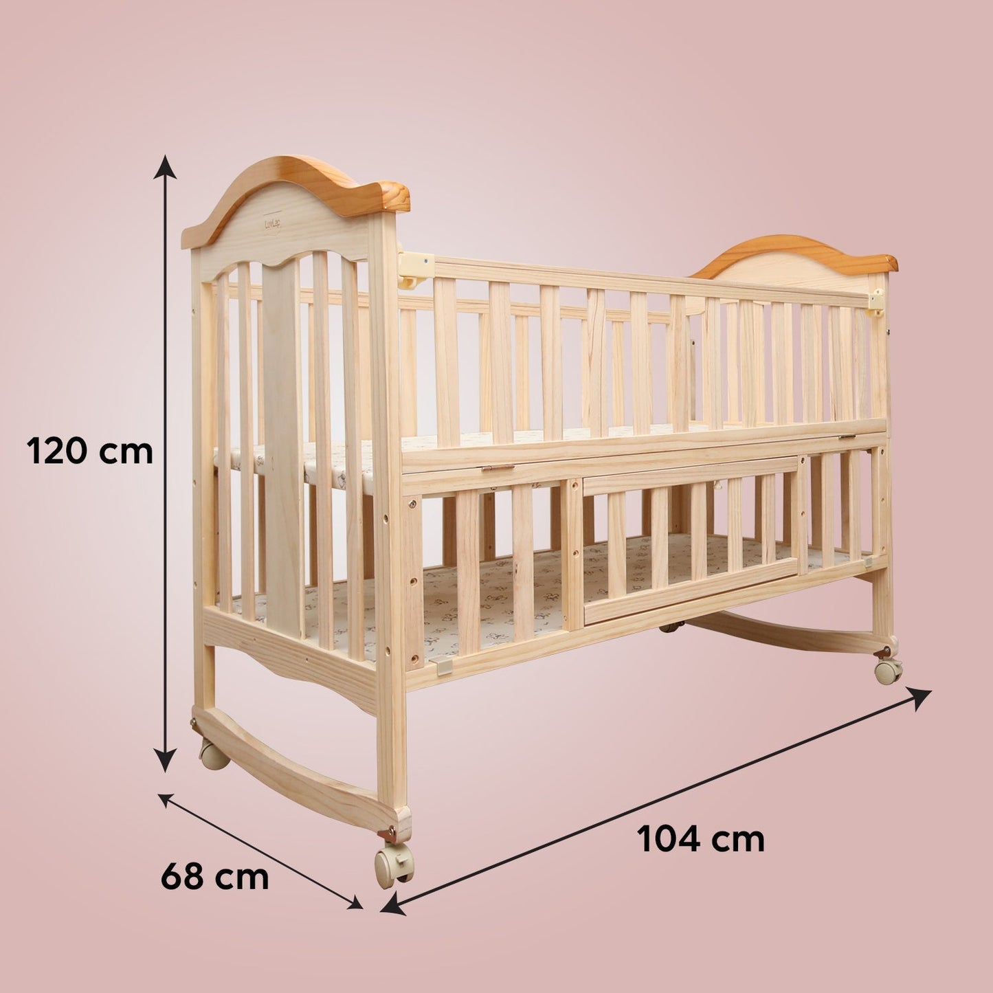 Baby Wooden Cot, C-70, Beige