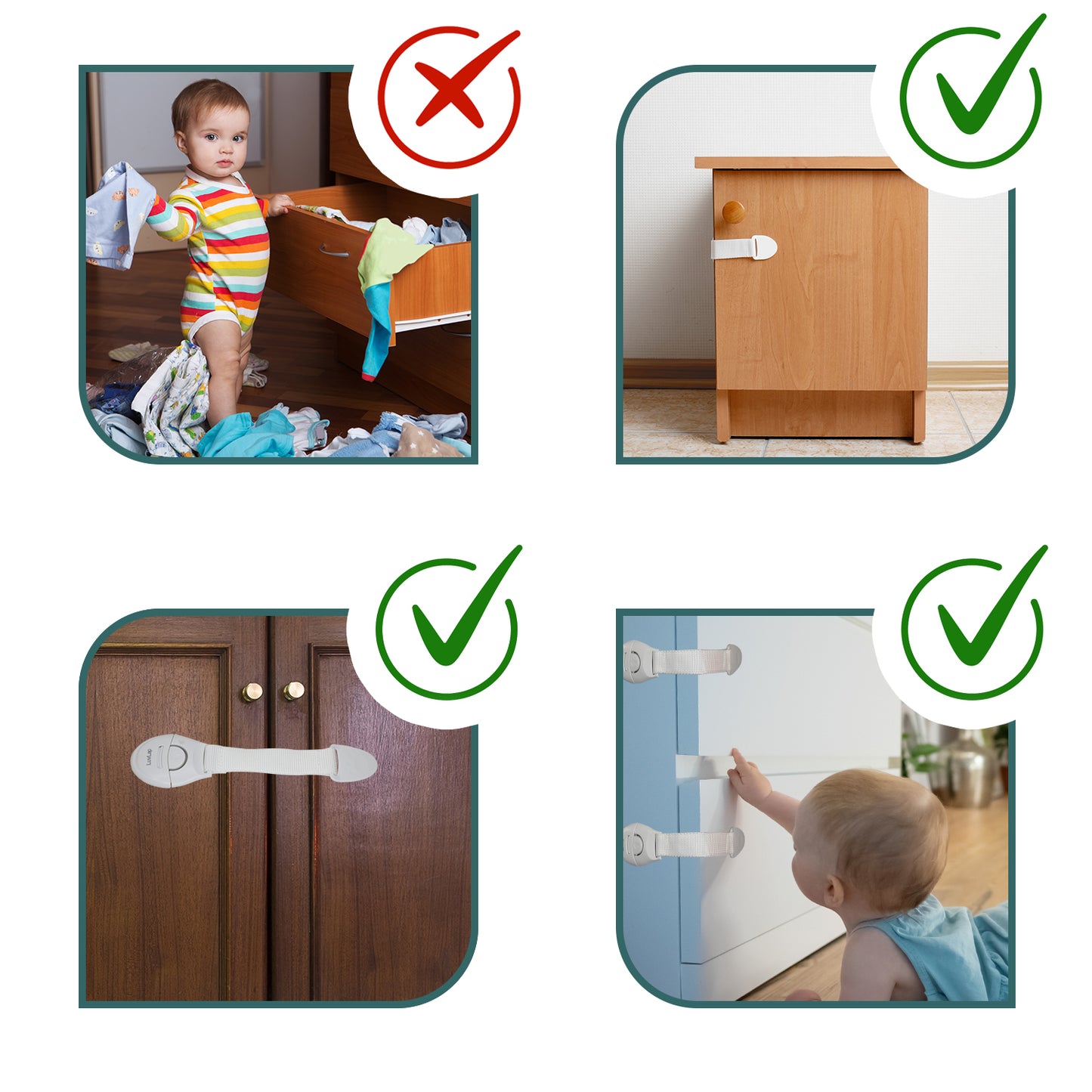 Baby Safety Furniture Locks, Pack Of 10