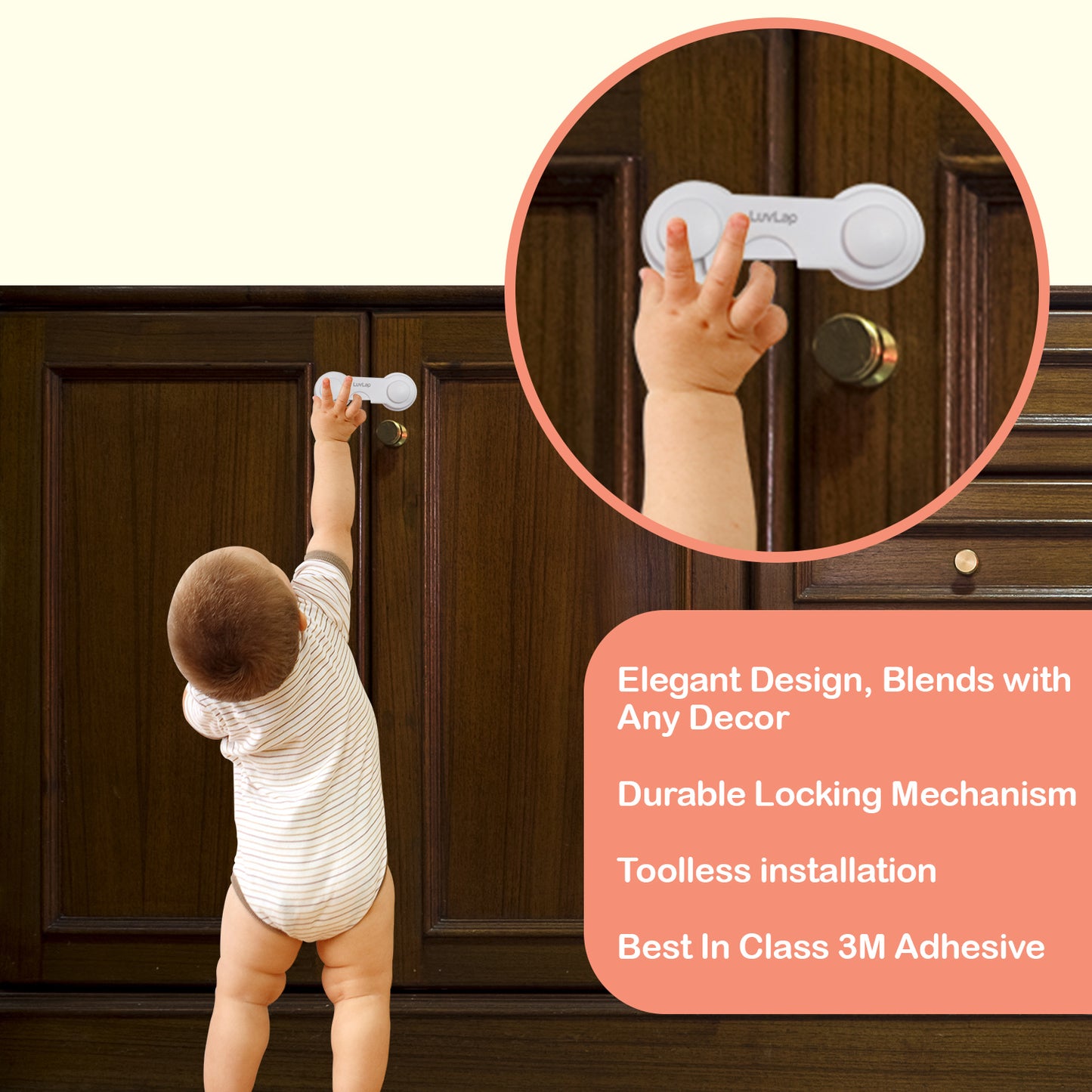 Baby Safety Furniture Locks for Double Door cabinets 2 Pcs