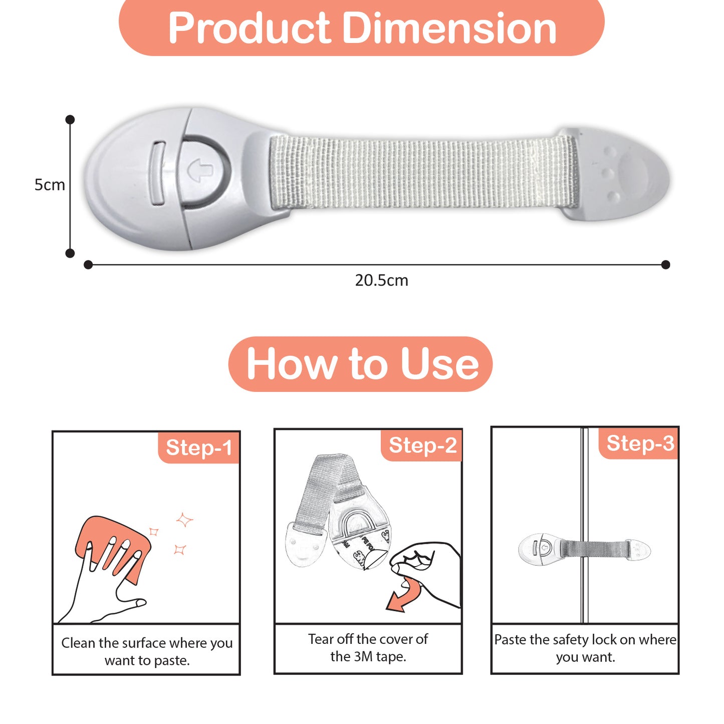 Baby Safety Furniture Locks, Pack Of 10