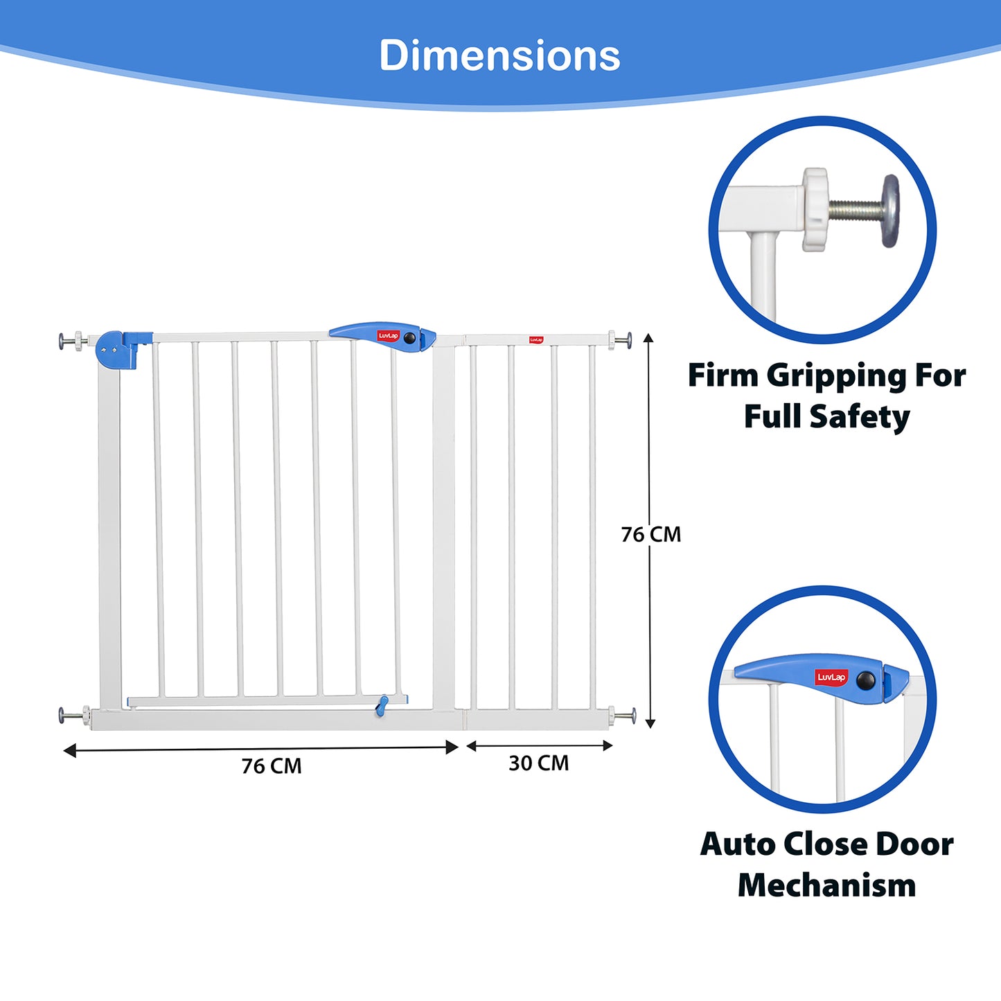 Indoor Baby Safety Gate 105-115cm Wide, White