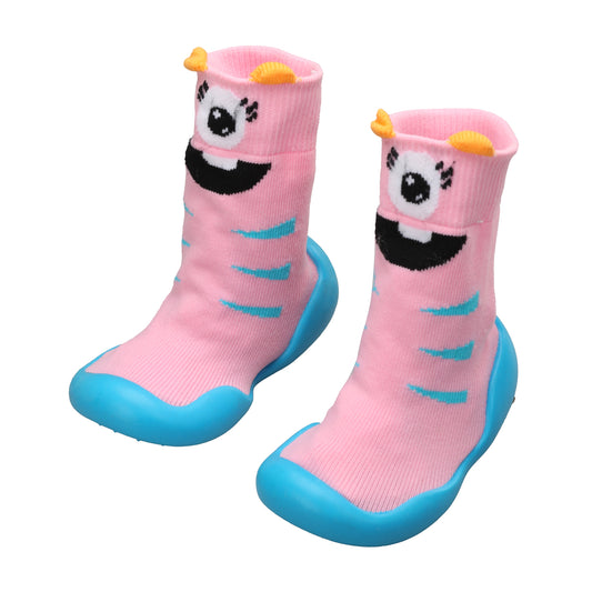 Baby Sock Shoes, Pink Bear, Small