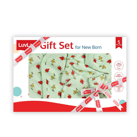 New-born Baby Gift Set of 5,  Sea Green Fruits Print