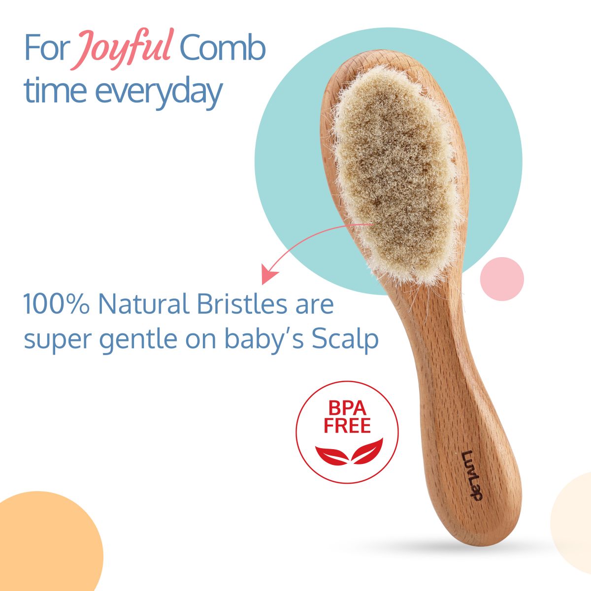Wooden Baby Hair Brush With Natural Bristles