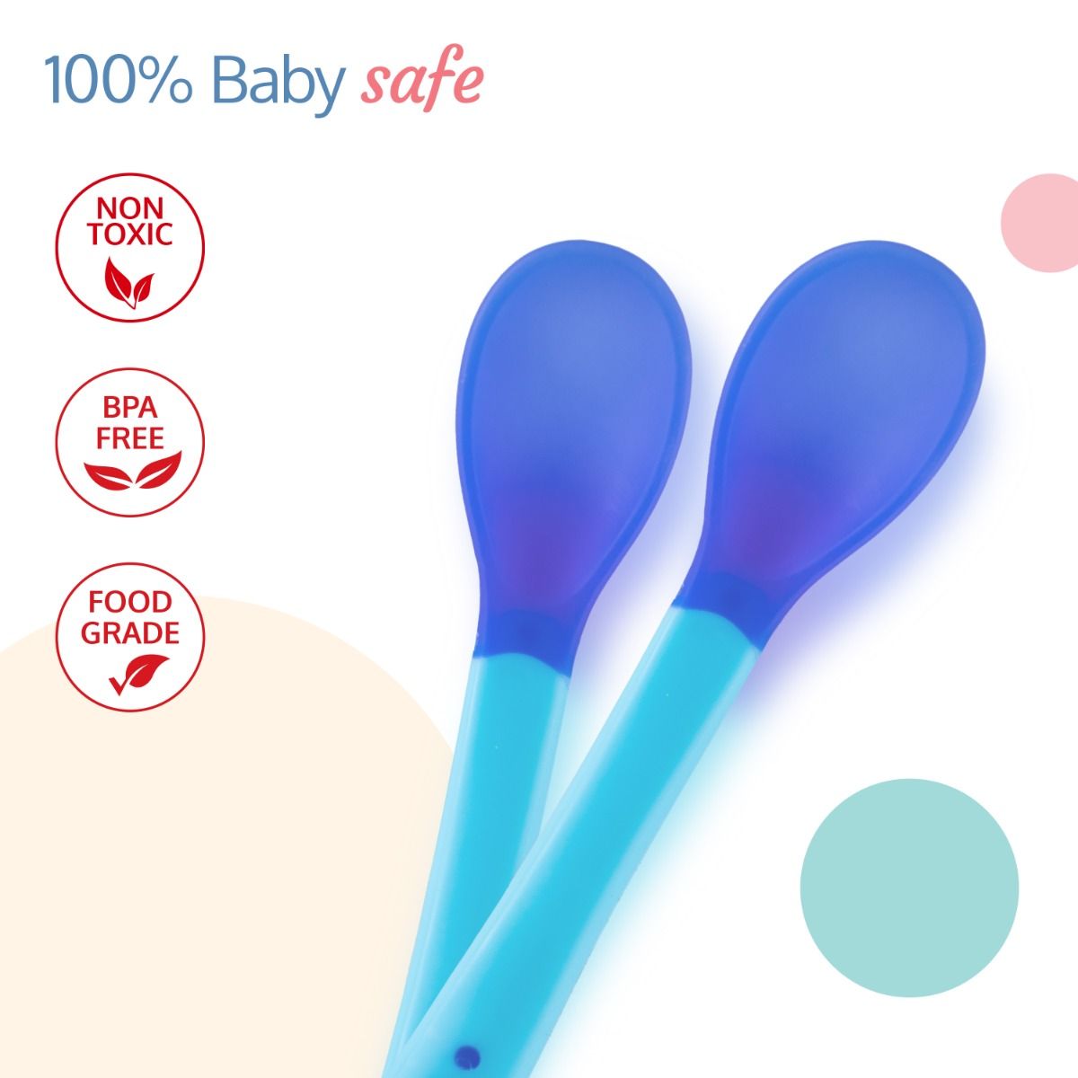 Tiny Love Heat Sensitive Baby Feeding Spoon Set 2 Pcs, Blue