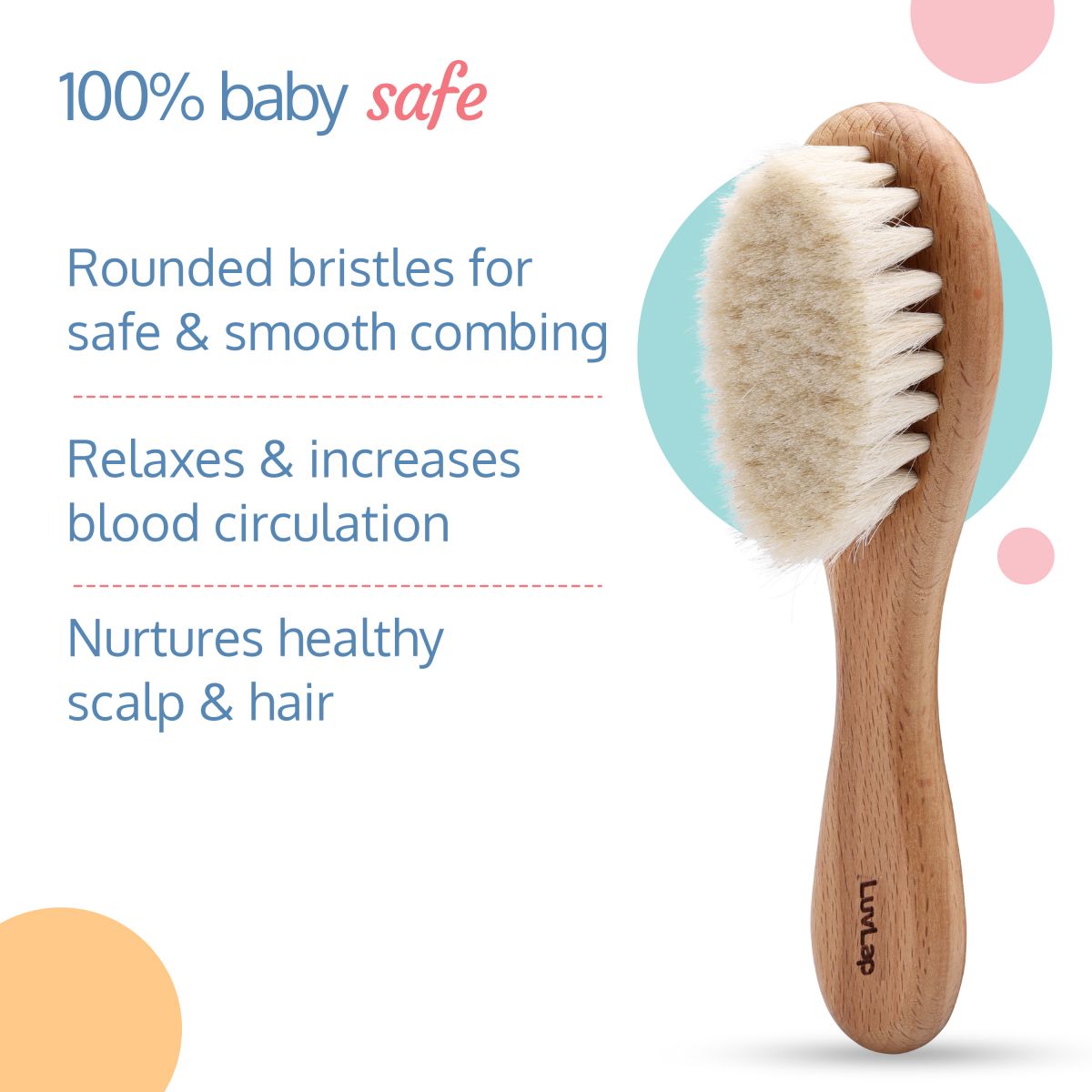 Wooden Baby Hair Brush With Natural Bristles