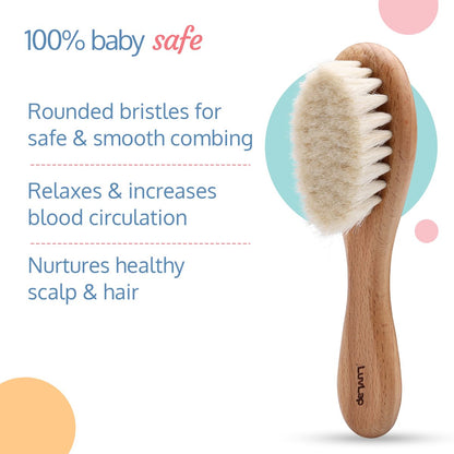 Wooden Baby Hair Brush With Natural Bristles
