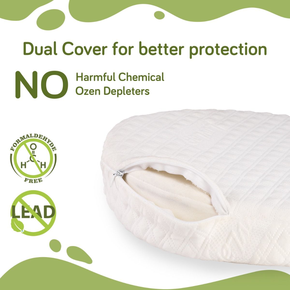 Memory Foam Pillow, D Shape (White)