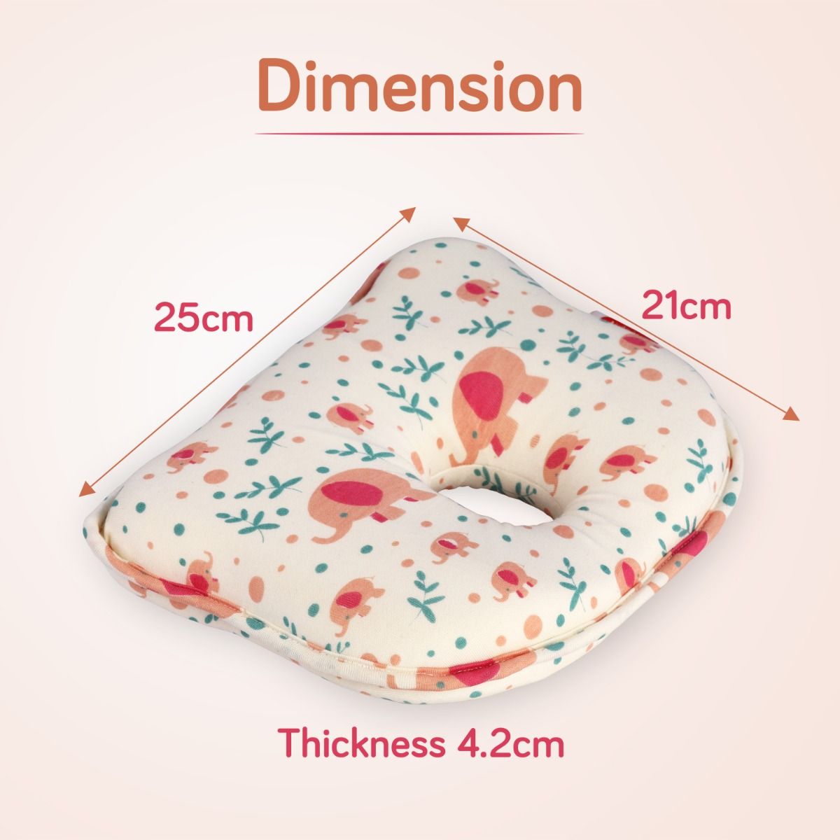 Memory Foam Baby Head Shaping Pillow Bunny Shape, Floral Print (Pink)