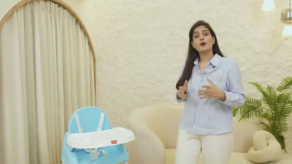 4 in 1 Convertible Baby High Chair with 3 Point Safety Belts, High Chair, Low Chair, Booster Chair and Table for Baby, Removable & Washable Food Tray 6 Months+ (Blue)