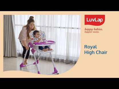 Royal High Chair with Adjustable 7 Heights with Wheels - Blue